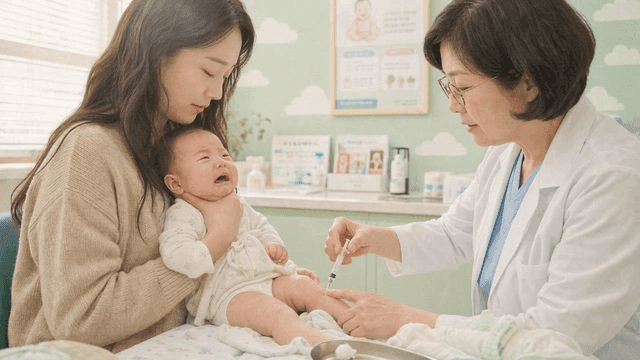 Doctor vaccinating baby
