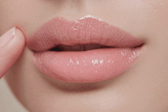 반짝이는 입술 클로즈업