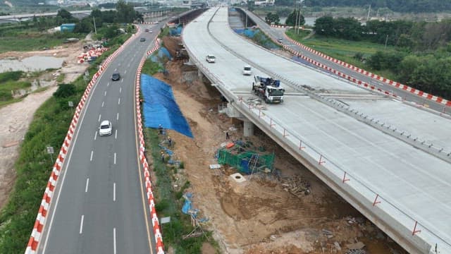 Aerial View of Ongoing Highway Construction