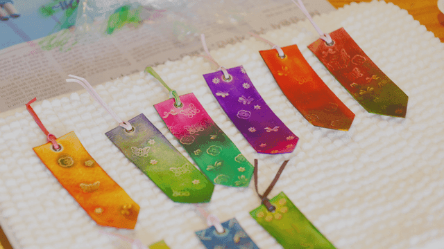 Colorful painted handmade tag bookmarks