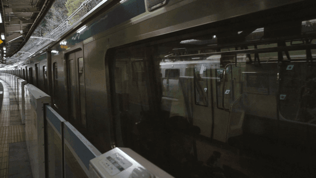 Train arriving at a station platform