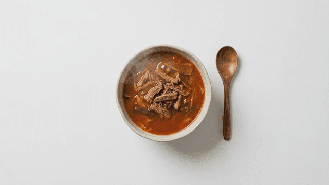 Hot Yukgaejang with spoon