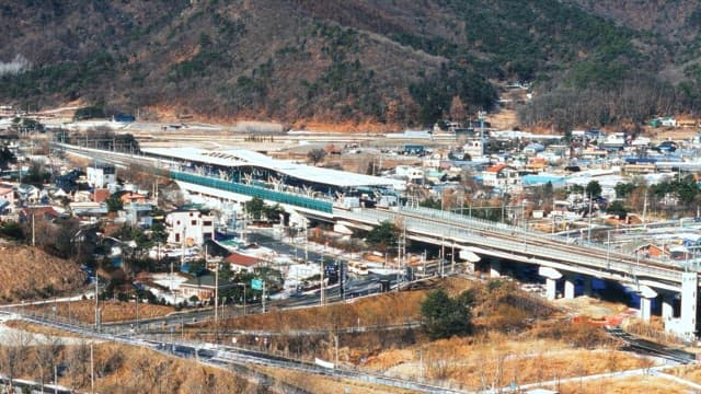 Train Station Overlooks a Mountain Village