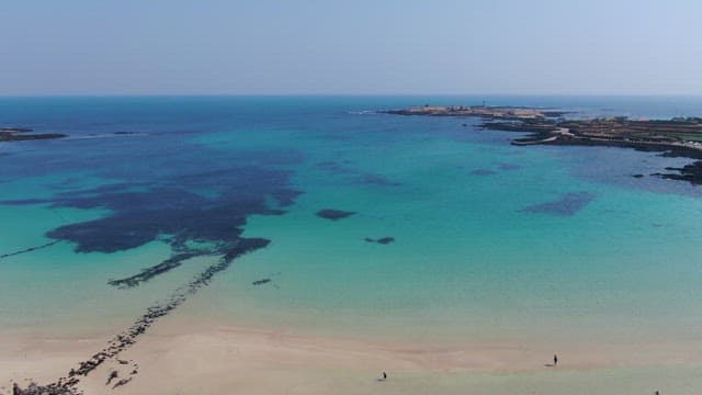 Serene beach with clear blue water