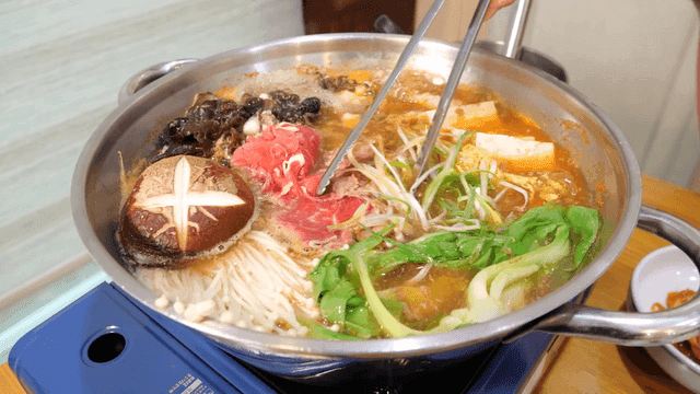 Gochujang Beef Bulgogi Hot Pot with Various Ingredients