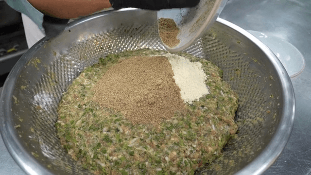 Mixing ingredients in a large bowl