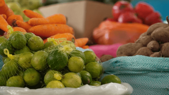 Fresh vegetables displayed at a market