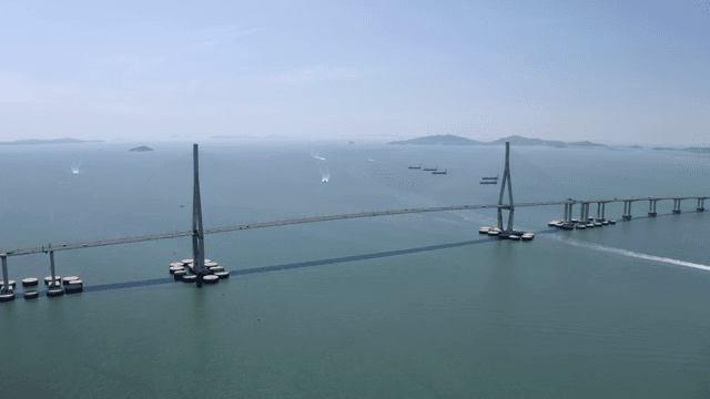 Long bridge stretching over the sea