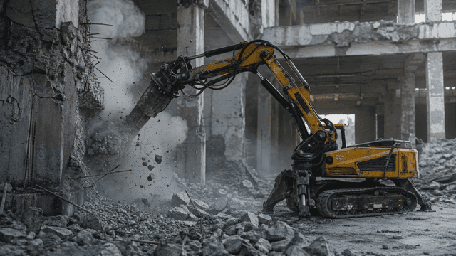 Heavy equipment for demolishing buildings