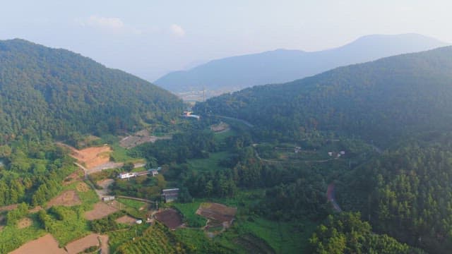 Quiet scenery surrounded by mountains