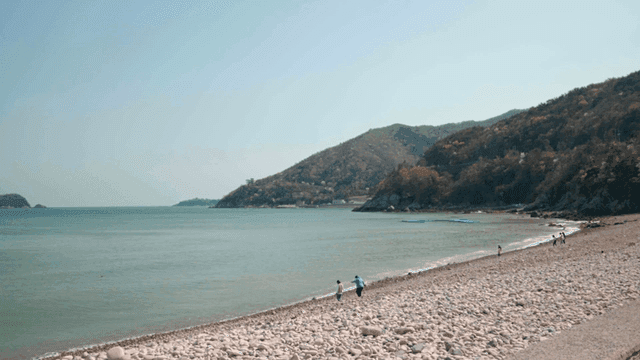 Peaceful beach with pebbles