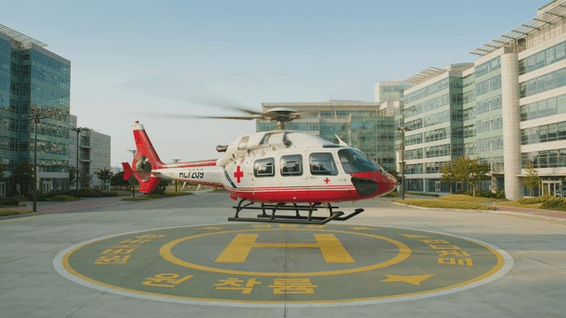 Landing ambulance helicopter