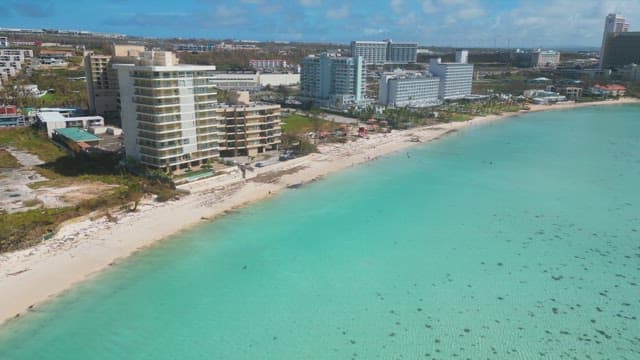 Beautiful beach with beachfront hotels