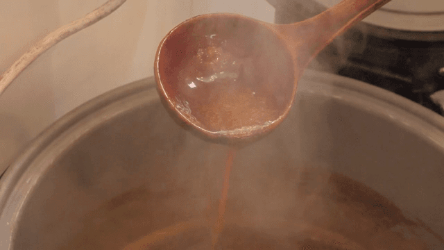 Sauce boiling in a pot