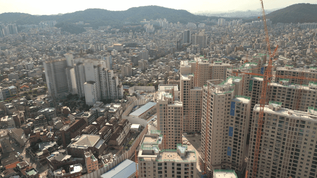 Construction site where high-rise apartments are being built