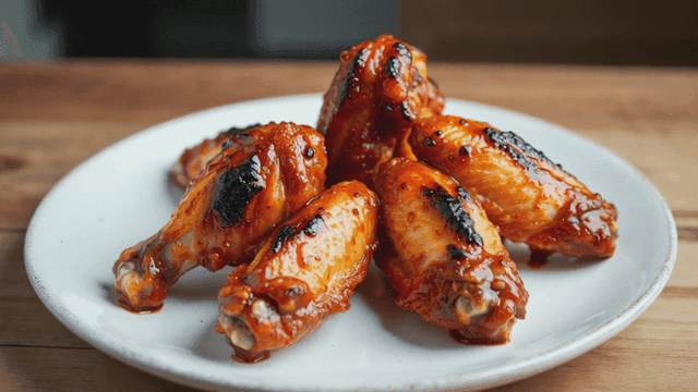 Spicy grilled chicken wings on a plate