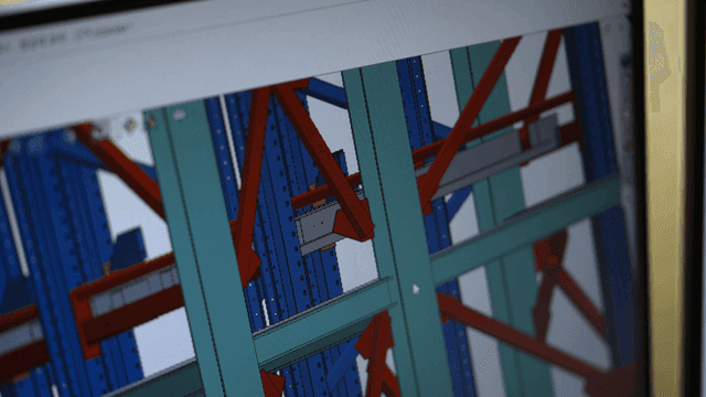3D model of a building structure on screen