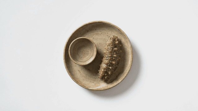 Sea cucumber on a ceramic plate