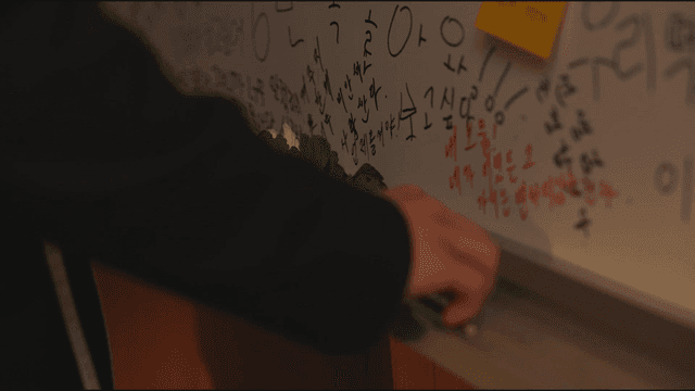 Whiteboard full of writing and flowers