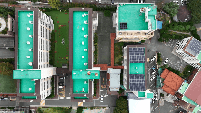 Aerial view of small apartment complex