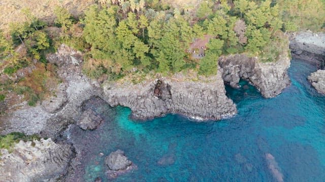 Rocky coastline with clear blue water