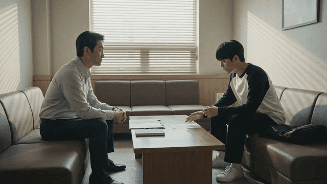 Two men having serious conversation