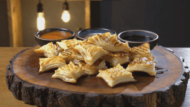 Fish pancake served with sauce