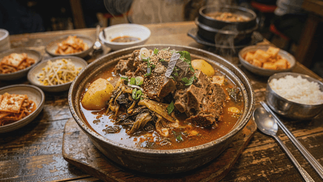 Hot bowl containing gamjatang