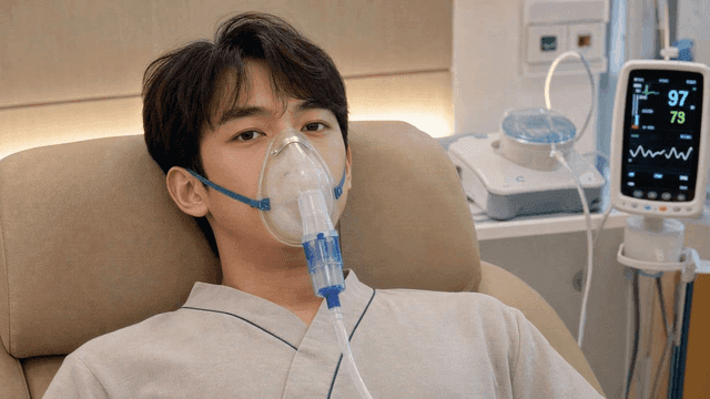 Patients receiving oxygen mask treatment