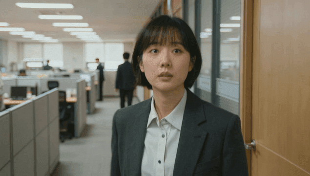 사무실 복도에서 바쁜 여성 회사원