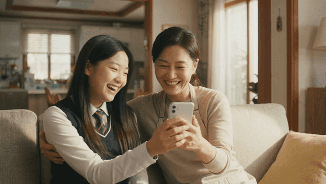 엄마와 딸이 즐거운 순간을 보내는 모습