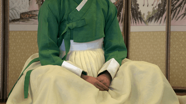 Woman wearing traditional hanbok