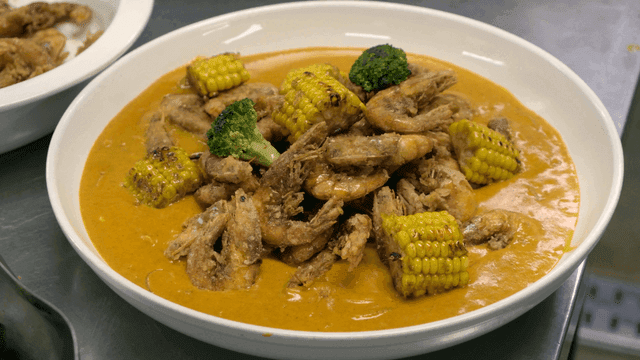 Shrimp and corn in a creamy sauce
