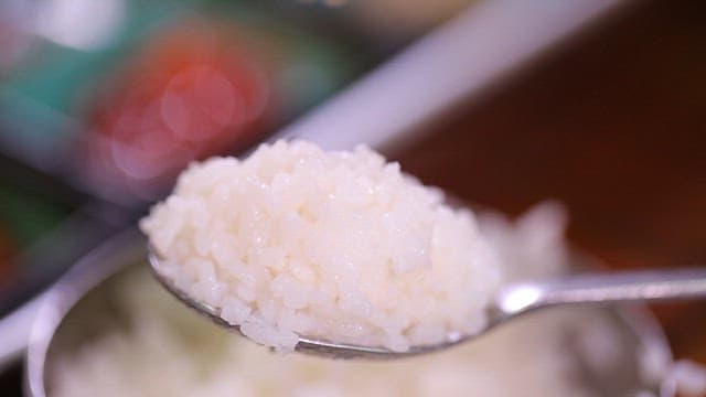 Spoonful of rice with salted pollack roe