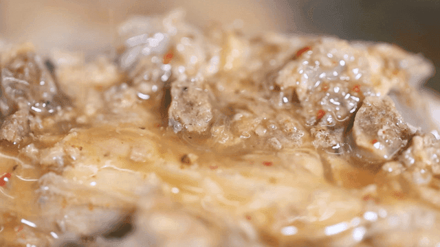 Gamjatang meat simmering in rich broth