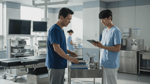 Doctors discussing in operating room