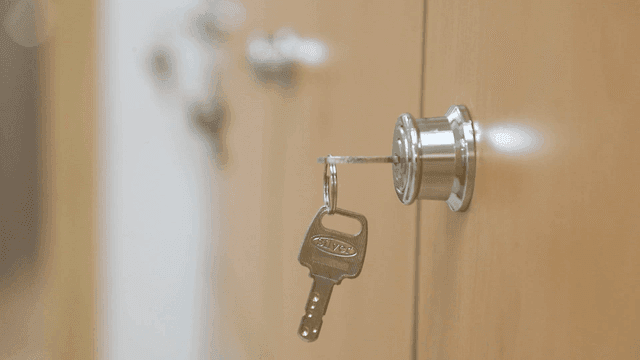 Keys hanging from locker doors