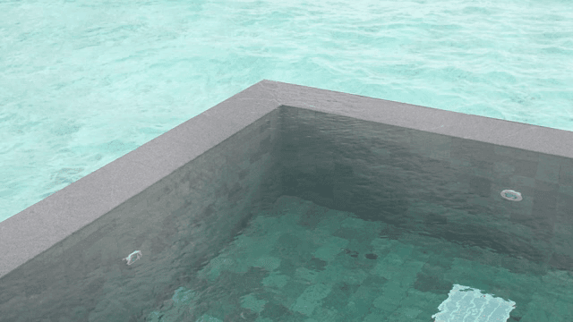 Clear water in a pool by the sea