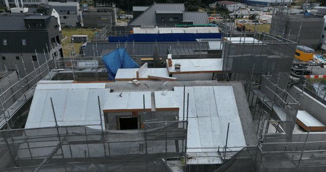 Construction site with scaffolding