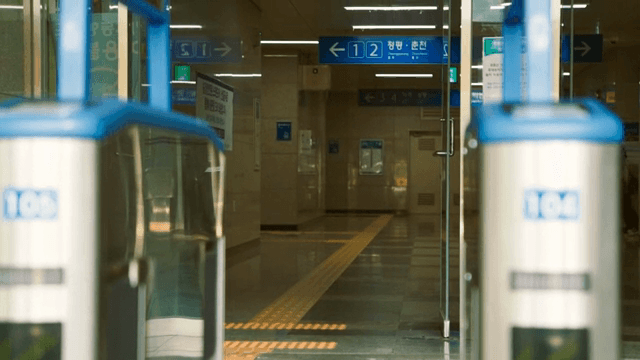 Empty subway station with ticket gates