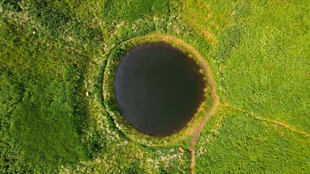 Small lake surrounded by lush greenery