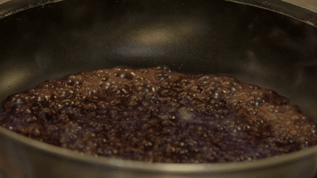 Bubbling sauce in a pan