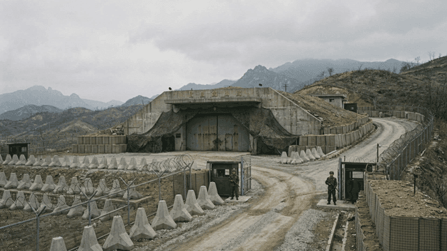 Mountain military facility guarded by North Korea