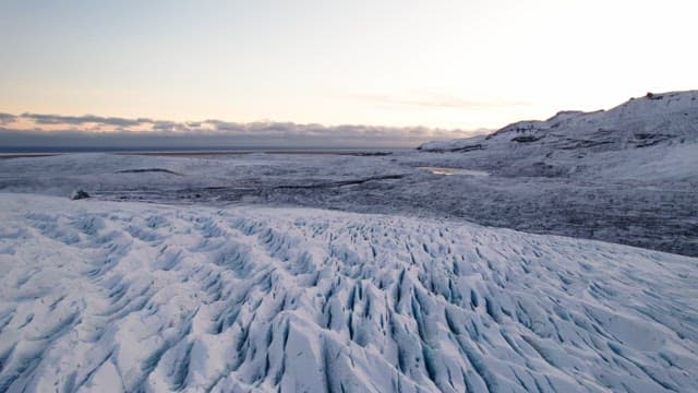 Vast icy landscape with glaciers