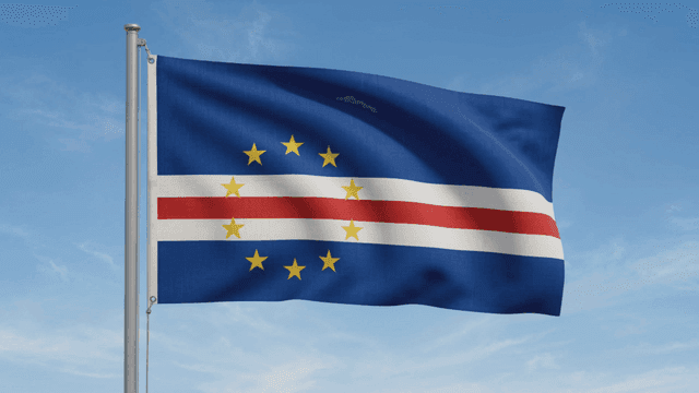 Cape Verde flag fluttering under clear sky