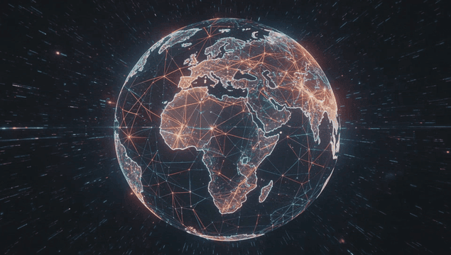 Digital network connections on Earth