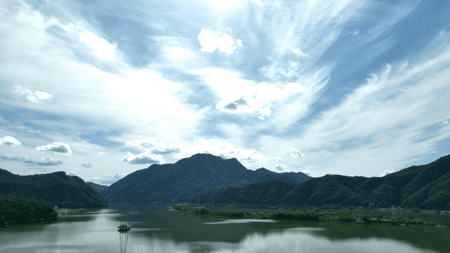 Tranquil mountain landscape with river