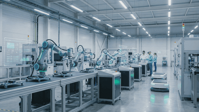 Advanced robotic arms in a factory