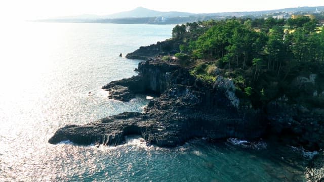 Rocky coastline with clear blue sea
