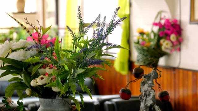 Colorful flowers in a cozy indoor setting